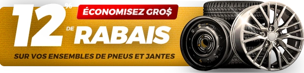 12% de rabais sur les ensembles de pneus et jantes - code promo KIT12